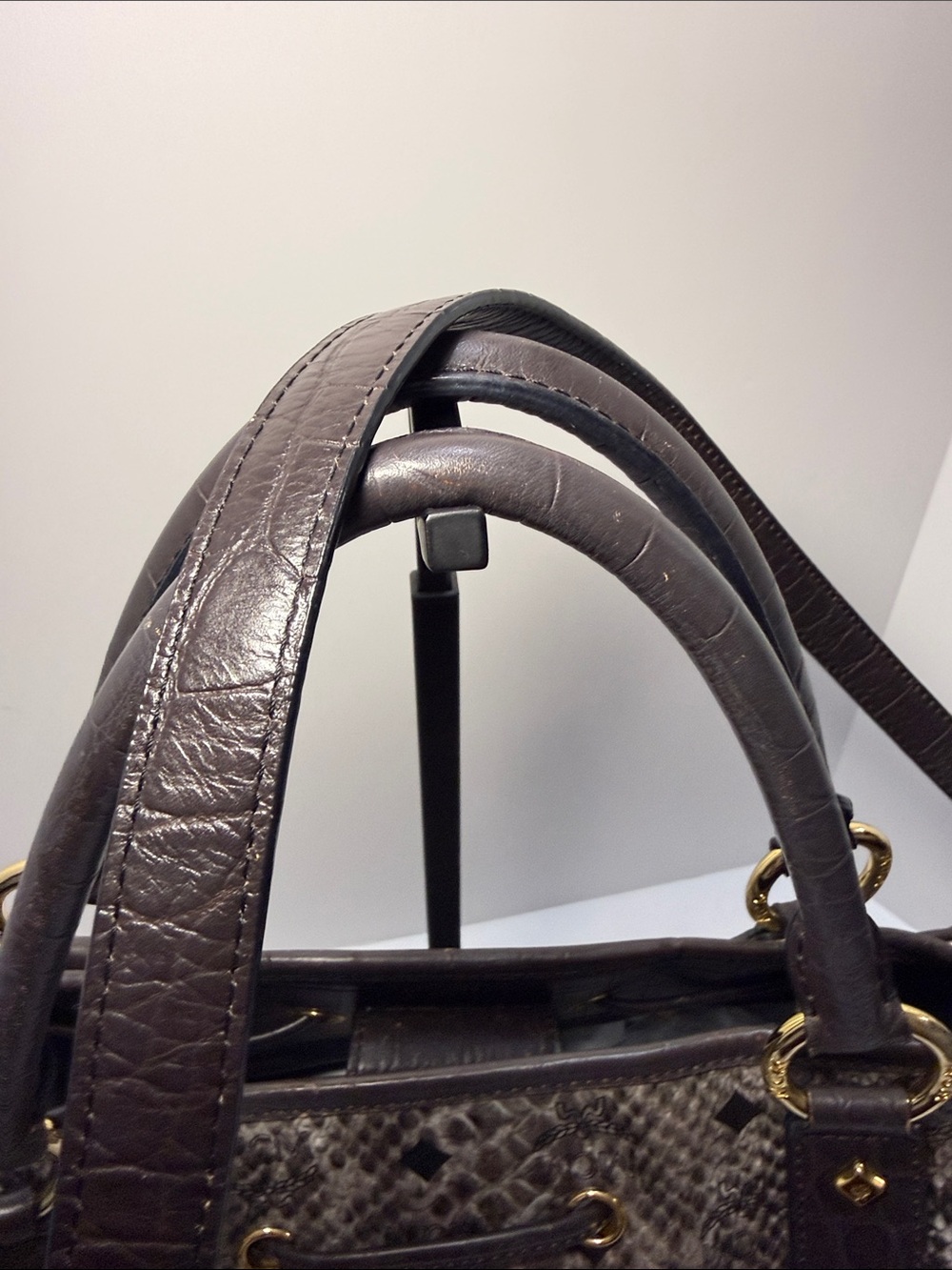 MCM Visetos Python Print Studded Shopper Tote - Picture 5 of 16